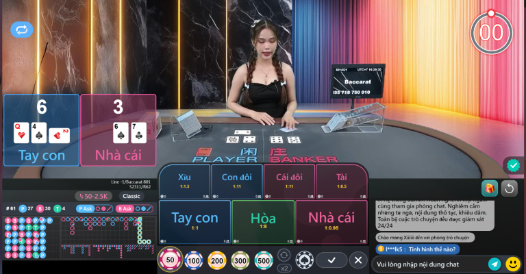 Sảnh baccarat đa dạng trên dr88