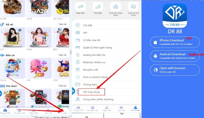 Quy trình tải app dr88 trên điện thoại